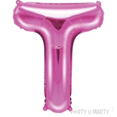 balon foliowy litera t 14 partydeco rozowy ciemny