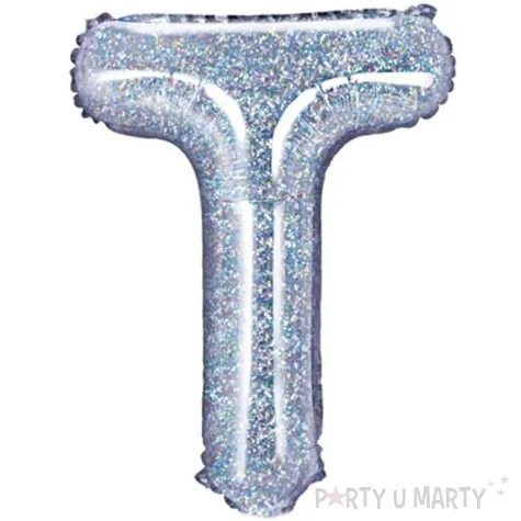 balon foliowy litera t 14 partydeco srebrny holograficzny