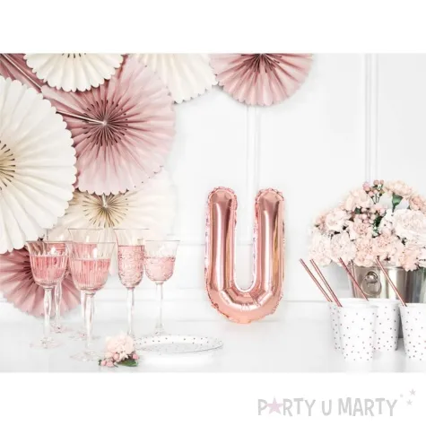 balon foliowy litera u rozowe zloto partydeco 14 ltr