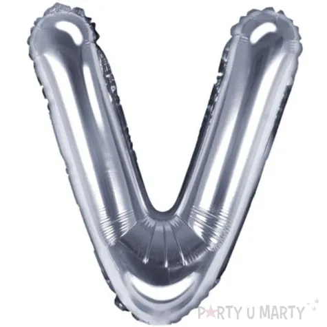 balon foliowy litera v 14 partydeco srebrny