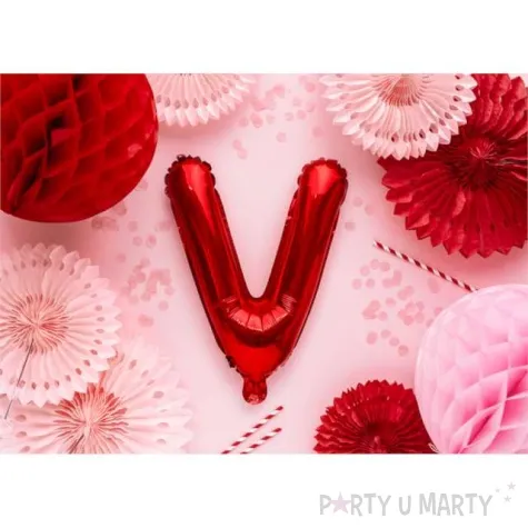 balon foliowy litera v czerwony partydeco 14 ltr