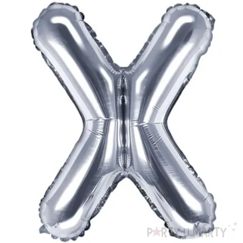 balon foliowy litera x 14 partydeco srebrny