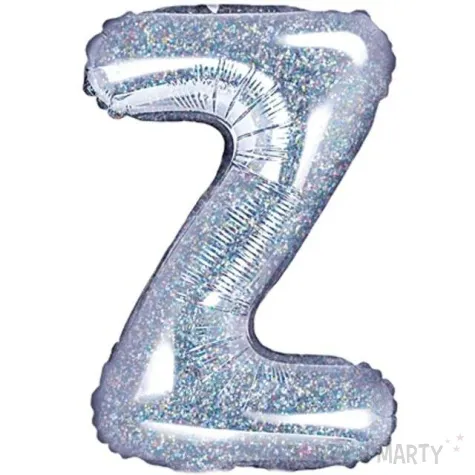 balon foliowy litera z 14 partydeco srebrny holograficzny