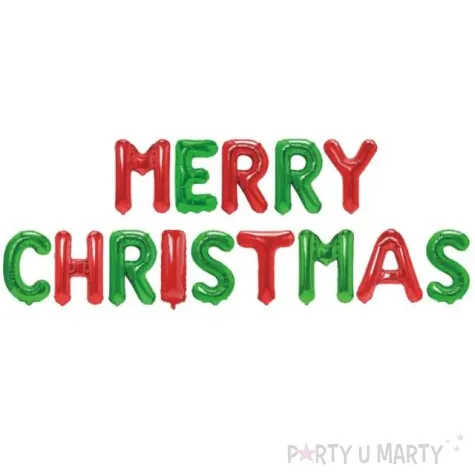 balon foliowy litery merry christmas czerwono zielony partypal 18 ltr