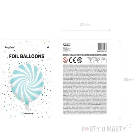 balon foliowy lizak blekitny partydeco 18 rnd