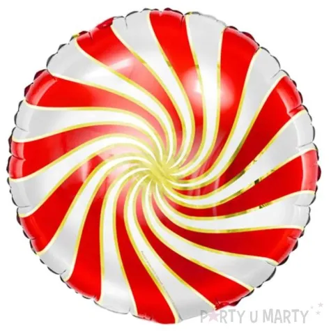 balon foliowy lizak czerwono bialy partydeco 14 rnd