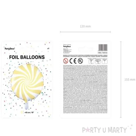 balon foliowy lizak zolty jasny partydeco 18 rnd