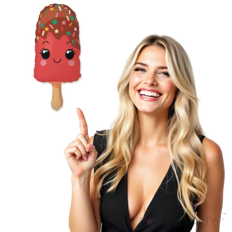 balon foliowy lod na patyku czerwony flexmetal 24 shp