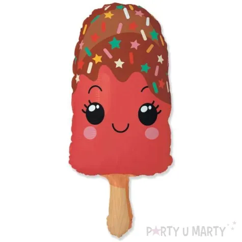 balon foliowy lod na patyku czerwony flexmetal 24 shp