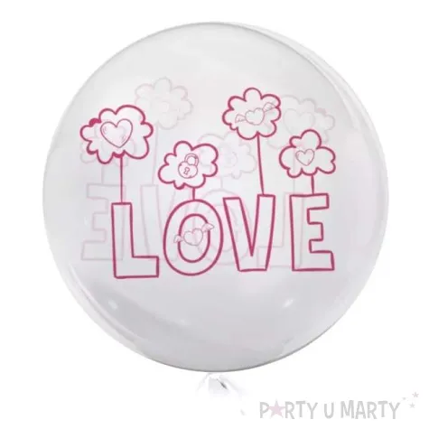 balon foliowy love rozowe transparentny tuban 18 rnd