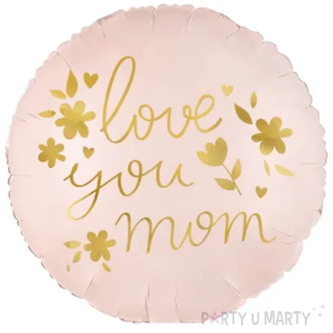 balon foliowy love you mom rozowy zloty partydeco 18 rnd