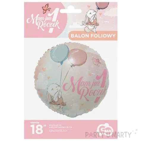 balon foliowy mam juz roczek kroliczek godan 18 rnd