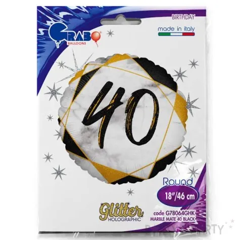 balon foliowy marmur 40 czarny grabo 18 rnd