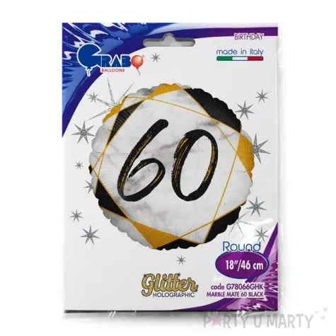 balon foliowy marmur 60 czarny grabo 18 rnd