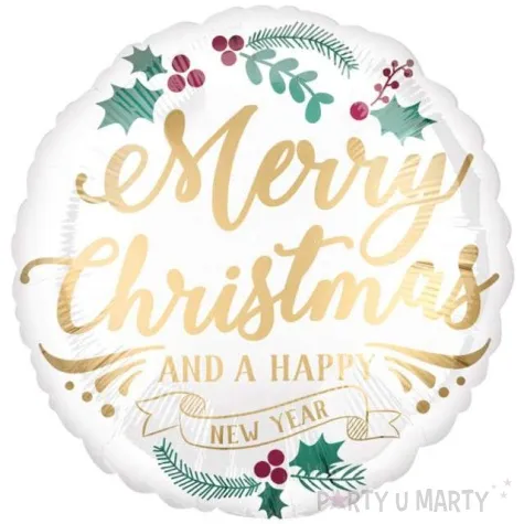 balon foliowy merry christmas and happy new year amscan 18 rnd