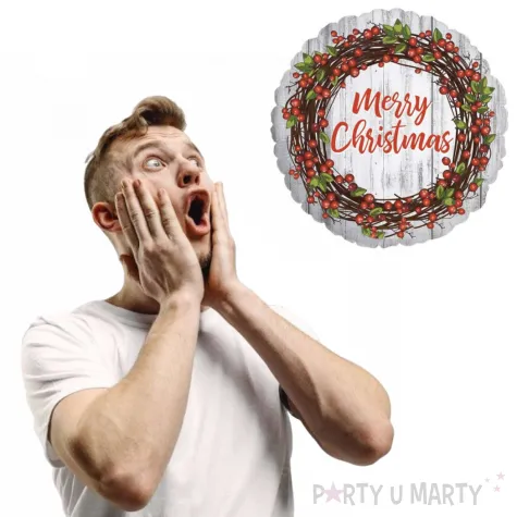 balon foliowy merry christmas betallic 18 rnd