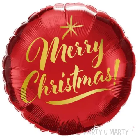 balon foliowy merry christmas czerwony qualatex 18 rnd