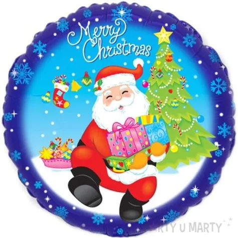 balon foliowy merry christmas mikolaj z prezentami flexmetal 18 rnd