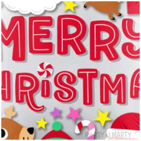 balon foliowy merry christmas renifery i mikolaje amscan 17 rnd