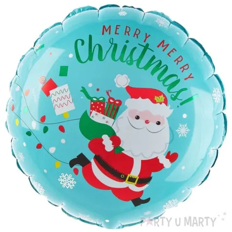 balon foliowy merry christmas swiety mikolaj w pospiechu partypal 18 rnd