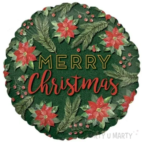balon foliowy merry christmas zielony betallic 18 rnd
