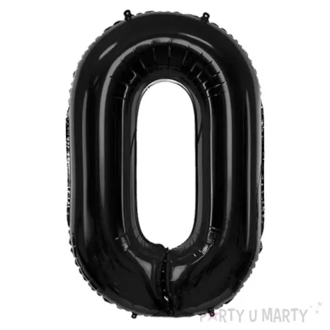 balon foliowy metalizowana cyfra 0 czarny partydeco 33 dgt