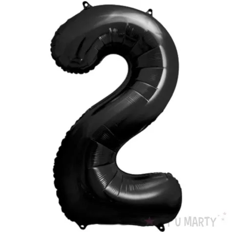 balon foliowy metalizowana cyfra 2 czarny partydeco 33 dgt