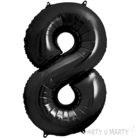 balon foliowy metalizowana cyfra 8 czarny partydeco 33 dgt