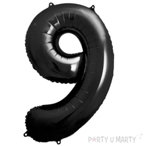 balon foliowy metalizowana cyfra 9 czarny partydeco 33 dgt