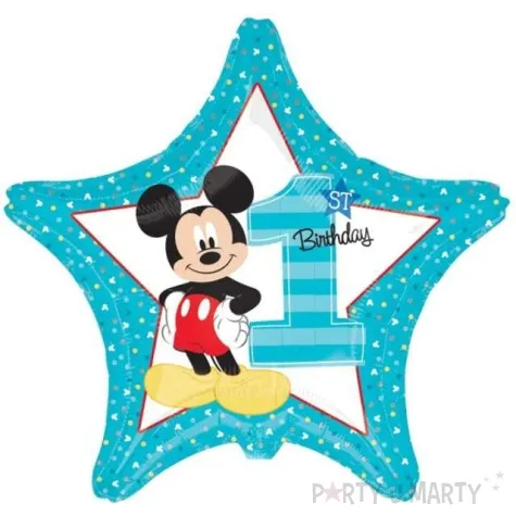 balon foliowy mickey mouse 1st birthday amscan 18 str