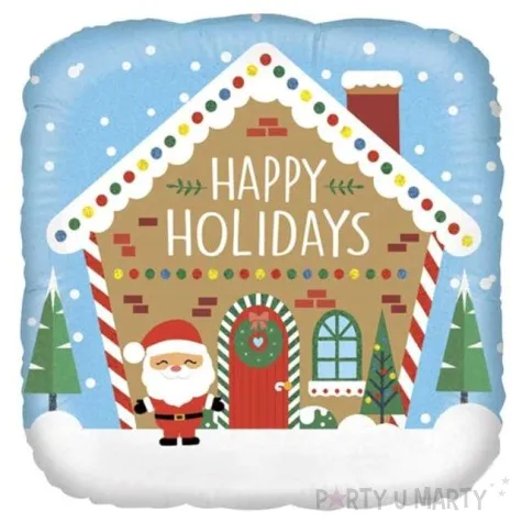 balon foliowy mikolaj i piernikowa chatka betallic 18 sqr