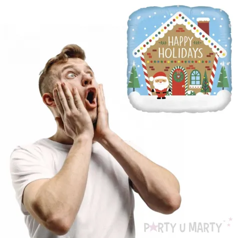 balon foliowy mikolaj i piernikowa chatka betallic 18 sqr