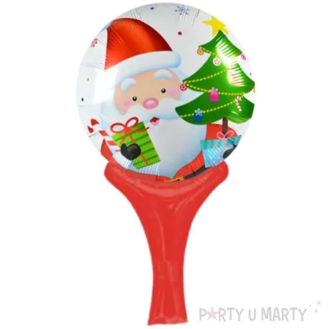 balon foliowy mikolaj z choinka i prezentem 18 hnd