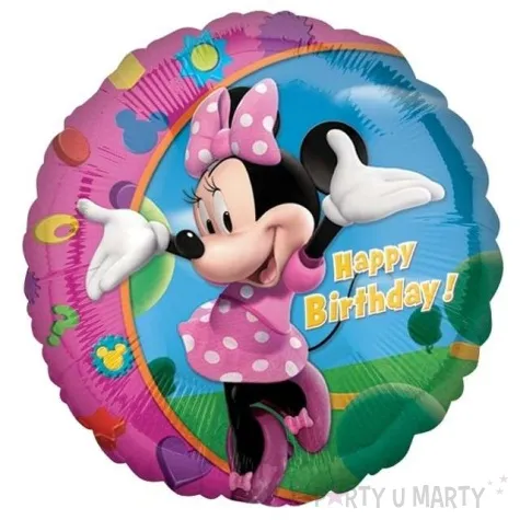 balon foliowy minnie happy birthday amscan 18 rnd