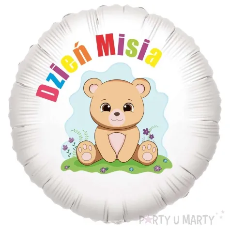 balon foliowy mis i pastelki dzien misia bialy 18 rnd
