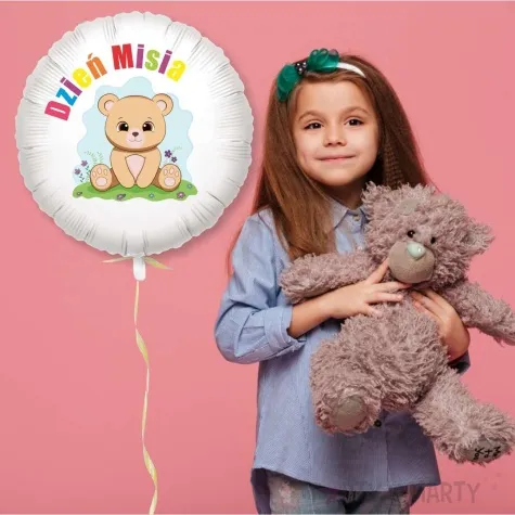 balon foliowy mis i pastelki dzien misia bialy 18 rnd