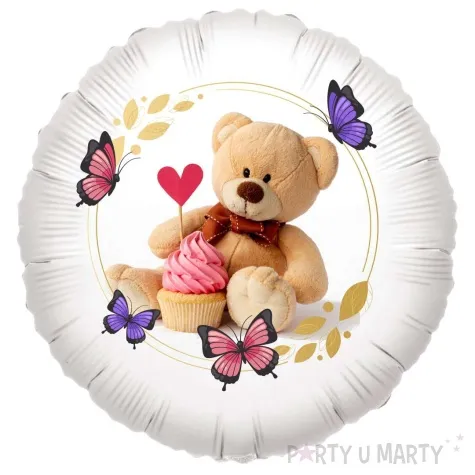 balon foliowy mis i serduszko bialy 18 rnd