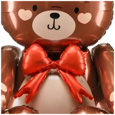 balon foliowy mis z kokardka stojacy brazowy partydeco 34 shp