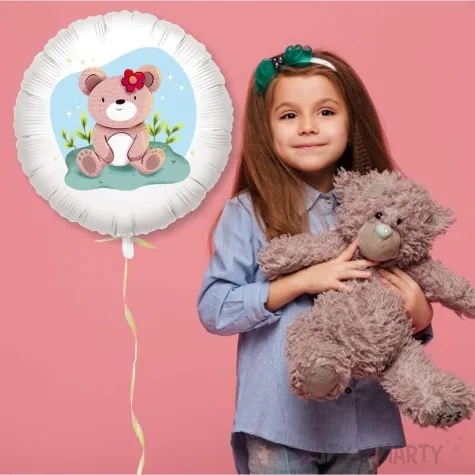 balon foliowy mis z kwiatkiem za uchem bialy 18 rnd