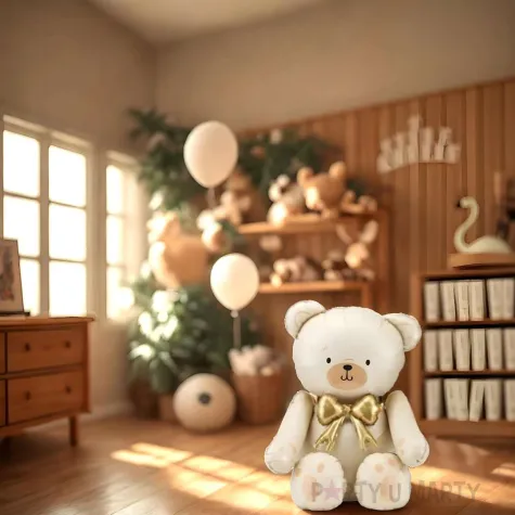 balon foliowy mis ze zlota muszka dekoracja na dzien misia prezent na urodziny 44 shp