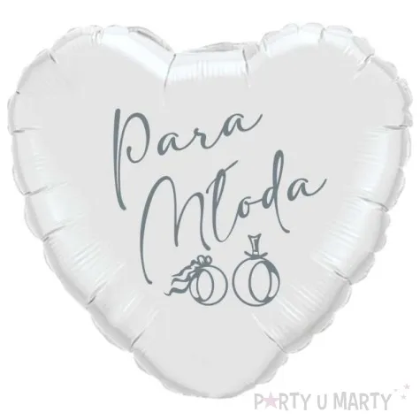 balon foliowy mloda para i obraczki bialo srebrny 18 hrt