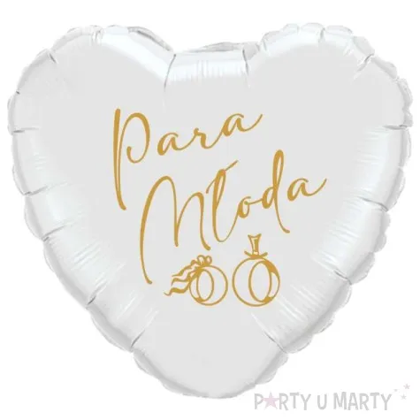 balon foliowy mloda para i obraczki bialo zloty 18 hrt