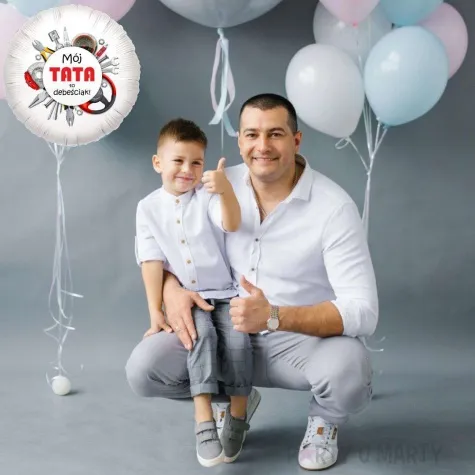 balon foliowy moj tata to debesciak bialy 18 rnd