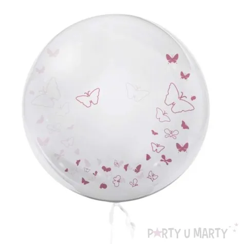 balon foliowy motylki rozowe bialy tuban 18 orb
