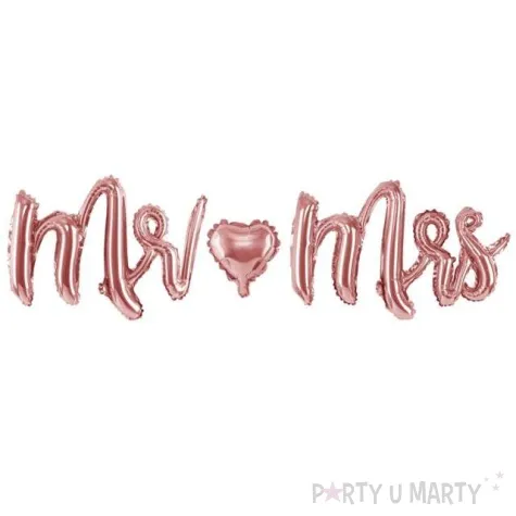 balon foliowy mr i mrs rozowe zloto partydeco zestaw