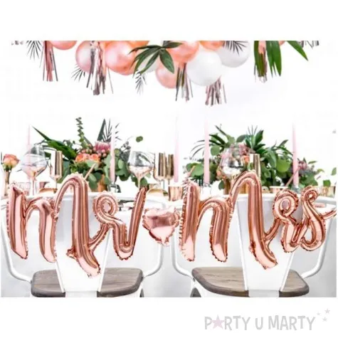 balon foliowy mr i mrs rozowe zloto partydeco zestaw