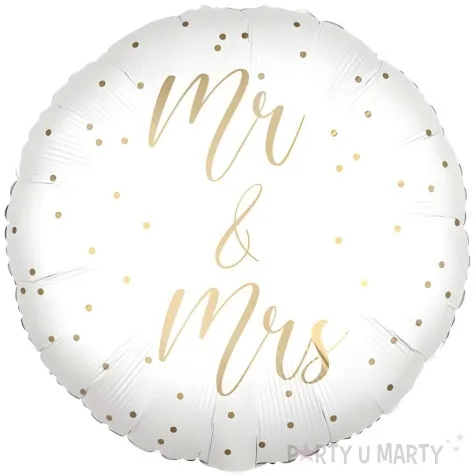 balon foliowy mr mrs bialy procos 18 rnd