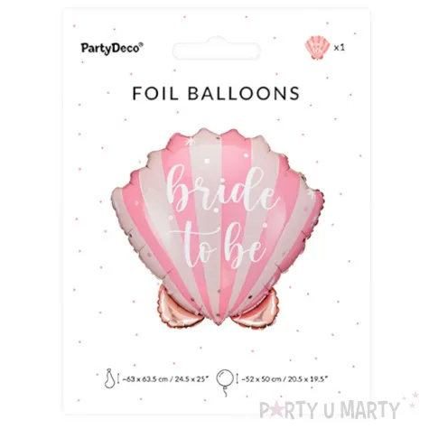 balon foliowy muszelka bride to be rozowy jasny partydeco 25 cali