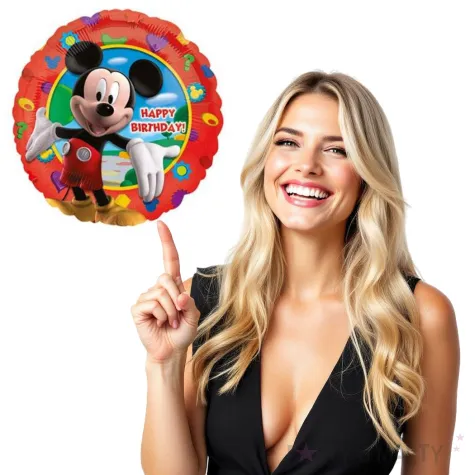 balon foliowy myszka mickey happy birthday amscan 18 rnd