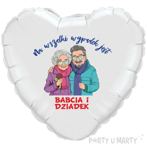 balon foliowy na wszelki wypadek jest babcia i dziadek bialy 18 hrt